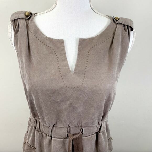 COQUILLE ANTHROPOLOGIE Brown Dress Size XS Drawstring Paper Bag Sleeveless - Picture 4 of 6